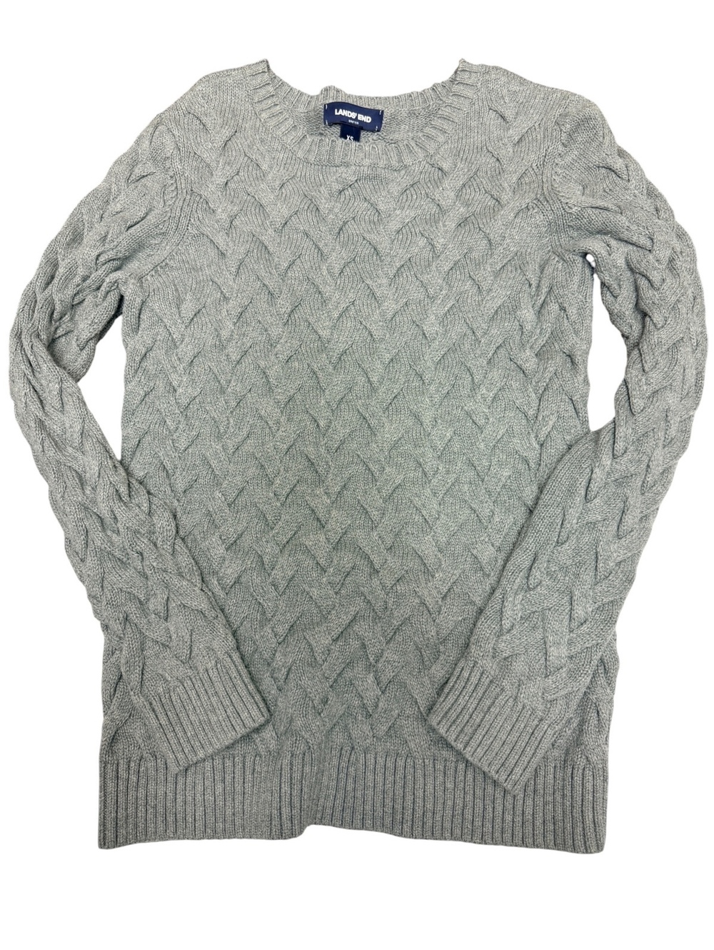 Lands' End Women's XS Gray Cable Knit Sweater